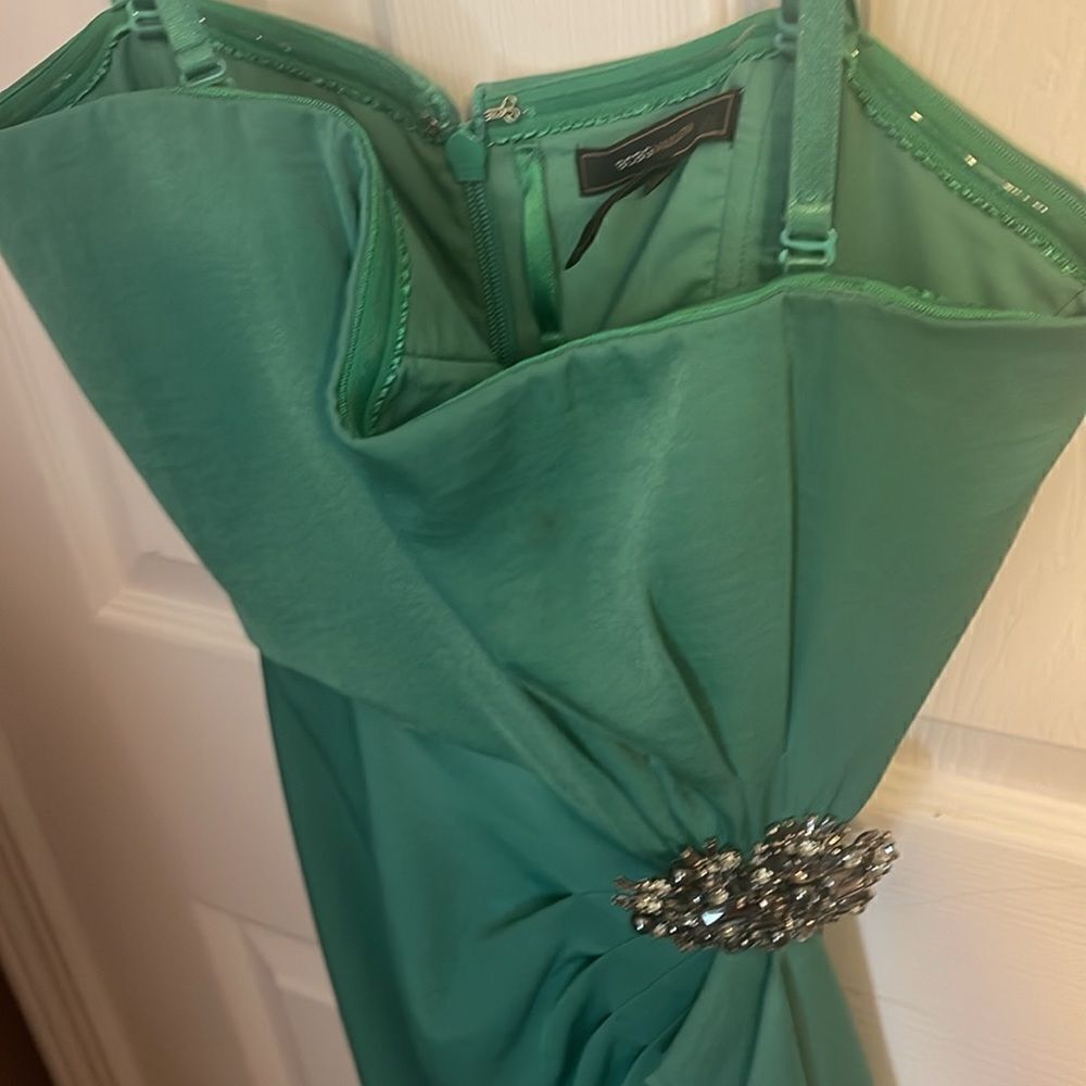 BCBG MaxAzria Kelly Dress silver broche strapless EUC size 4 - Picture 4 of 10